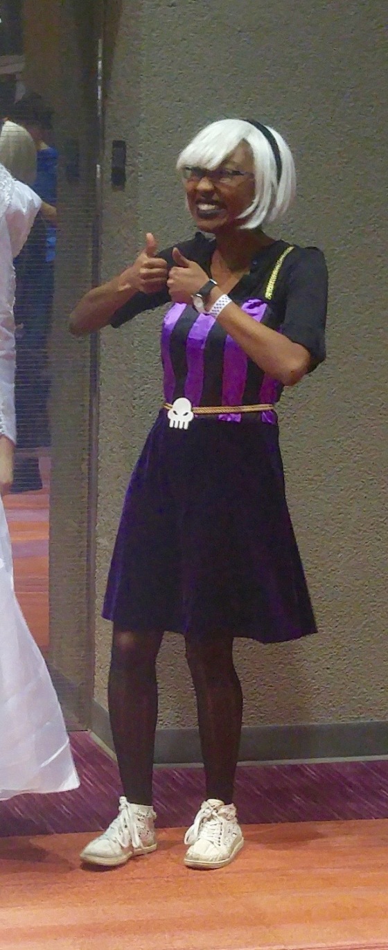 A cosplayer dressed up as Rose LaLonde from Homestuck.